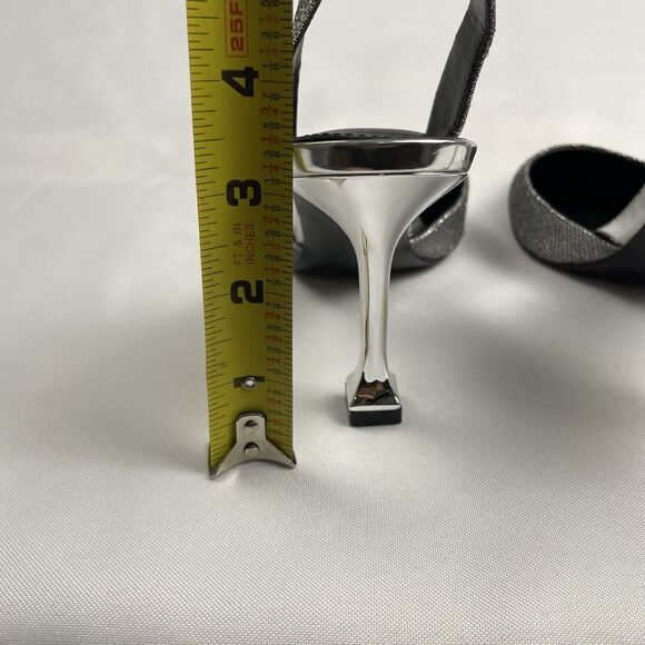 Marc Fisher Glittery 3/4 Pump Sling Back Pumps Silver-6.5M - Picture 4 of 7
